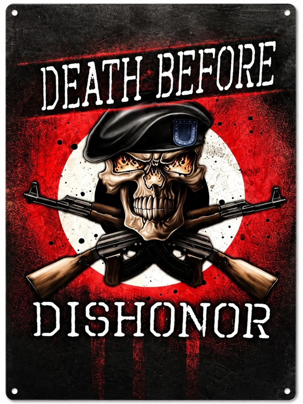 NEW Heavy Duty Steel Death Before Dishonor Metal Sign